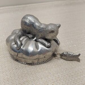 Arthur Court Good Kitty Lid for Cat Treat Container Cat with Fish Charm